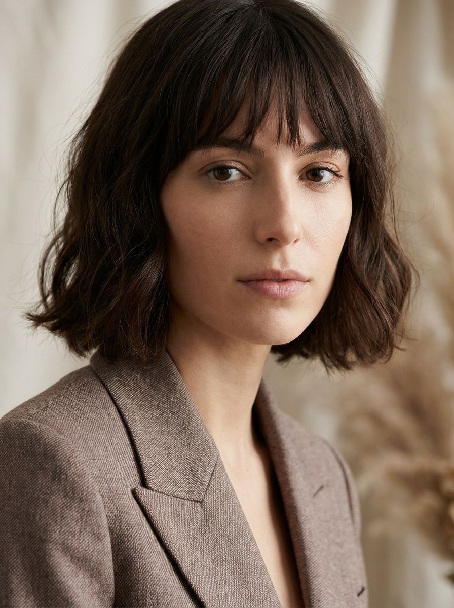 Französischer Bob mit softem Pony - Frisuren für längliches Gesicht